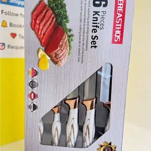 Eresathos 6-Piece Knife Set - White & Rose Gold Handles